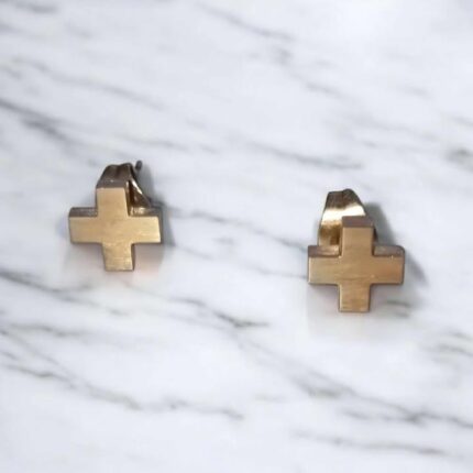 Rose Cross – Edelstahl-Ohrringe mit Kreuz in Roségold