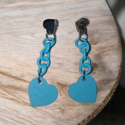 Aqua-Herz Ohrringe mit Kette